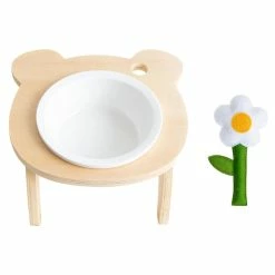 Baodan Tilt Pet Bowl Rack Dog Food Bowl Ceramic Bowl Cat Bowl Wooden Cute Flower Small Tree Bowl