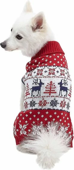 Unbranded Pet Vintage Holiday Dog Sweaters, Dog Reindeer Holiday Pet Clothes Sweater For Dogs Puppy Kitten Cats, Classic Red, Automne Hiver Chaud Tricot De Noël -nourriture pour chien boutique 596737002 max