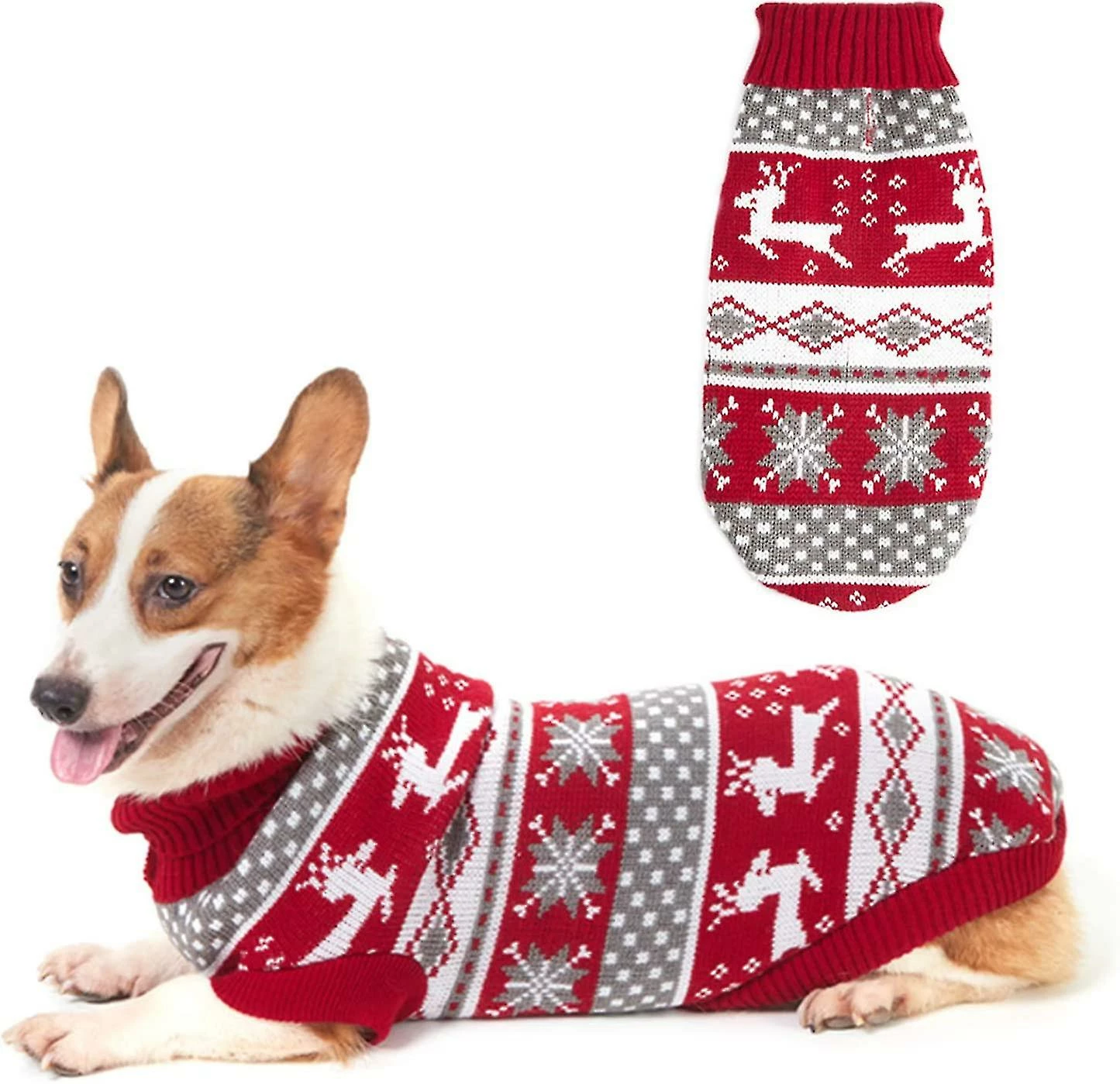 Unbranded Dog Christmas Sweater Mignon Renne Flocon De Neige Tricot Pull Pet Holiday Cloth Doux Chaud Col Roulé Tricot Chiot Pet Chat Automne Et Hiver Vêtements (1 P 1 Unbranded Dog Christmas Sweater Mignon Renne Flocon De Neige Tricot Pull Pet Holiday Cloth Doux Chaud Col Roulé Tricot Chiot Pet Chat Automne Et Hiver Vêtements (1 P