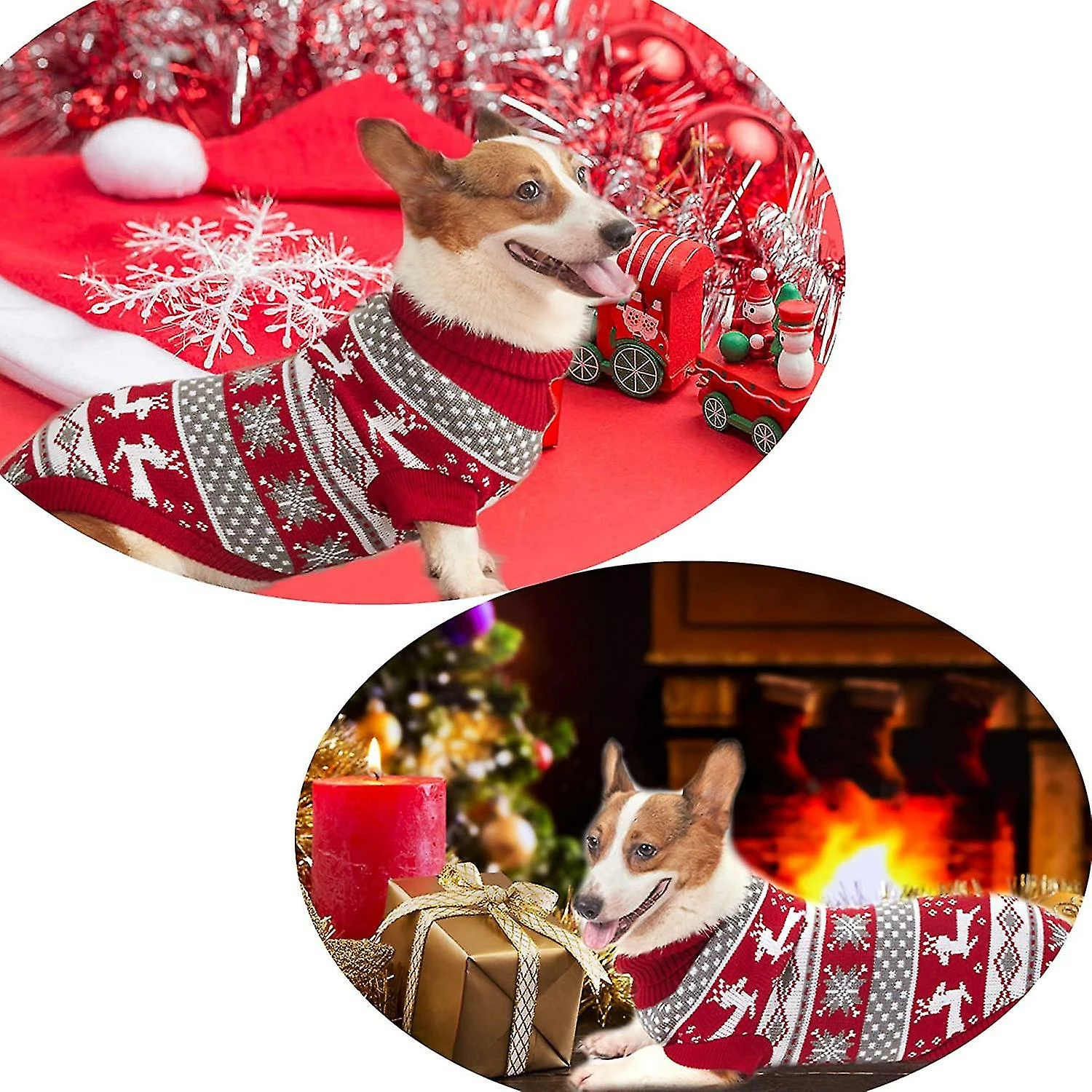 Unbranded Dog Christmas Sweater Mignon Renne Flocon De Neige Tricot Pull Pet Holiday Cloth Doux Chaud Col Roulé Tricot Chiot Pet Chat Automne Et Hiver Vêtements (1 P 4 Unbranded Dog Christmas Sweater Mignon Renne Flocon De Neige Tricot Pull Pet Holiday Cloth Doux Chaud Col Roulé Tricot Chiot Pet Chat Automne Et Hiver Vêtements (1 P – Image 4