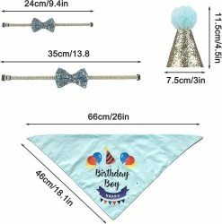 Unbranded Party Dog Decorative Animal Hat Party Decorative Hat Animal Accessories Triangle Scarf Party Dog Accessories Bowknot, Décoration D’anniversaire (bleu) -nourriture pour chien boutique 596737524 max