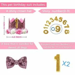Unbranded Dog Birthday Suit Réglable Crown Hat Bow Tie Avec Numéros Party Supplies -nourriture pour chien boutique 597213661 max