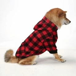 Island Dog Hoodie Plus Velvet Black And Red Plaid Casual Medium And Large Dog Comfortable Warm Pet Clothing -nourriture pour chien boutique 609418278 max