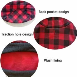 Island Dog Hoodie Plus Velvet Black And Red Plaid Casual Medium And Large Dog Comfortable Warm Pet Clothing -nourriture pour chien boutique 609418391 max