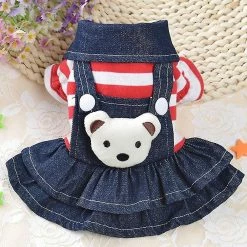 Unbranded Denim Dog Dress Striped Dog Bib Winter Autumn Cowboy Clothes For Pet Dog Re -nourriture pour chien boutique 609743022 max