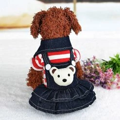 Unbranded Denim Dog Dress Striped Dog Bib Winter Autumn Cowboy Clothes For Pet Dog Re -nourriture pour chien boutique 609743064 max