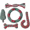 Unbranded Fournitures Pour Animaux De Compagnie Série Chrismas Jouet Interactif Pet Cotton Rope Dog Toy Set