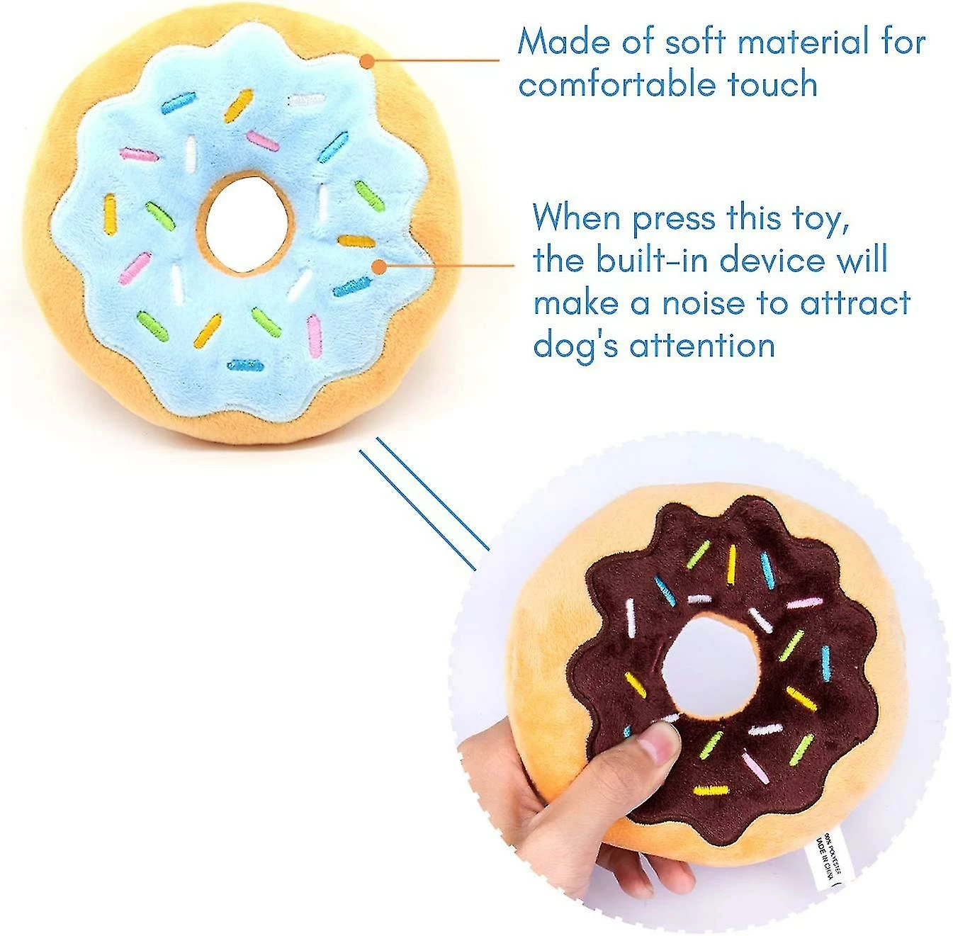 Liangnv Donut Peluche Toy Squeaky Chew Toy Dog Toy Set Pour Petit Et Moyen Puppy Dogs Pets Interact Gift 2 Liangnv Donut Peluche Toy Squeaky Chew Toy Dog Toy Set Pour Petit Et Moyen Puppy Dogs Pets Interact Gift â Image 2