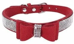 Liangnv Collier Crystal Dog Avec Nœud Papillon Strass Colliers Pour Chiots Bling Pour Petits Chiens8,6-11 Pouces (paquet De 1) Rouge