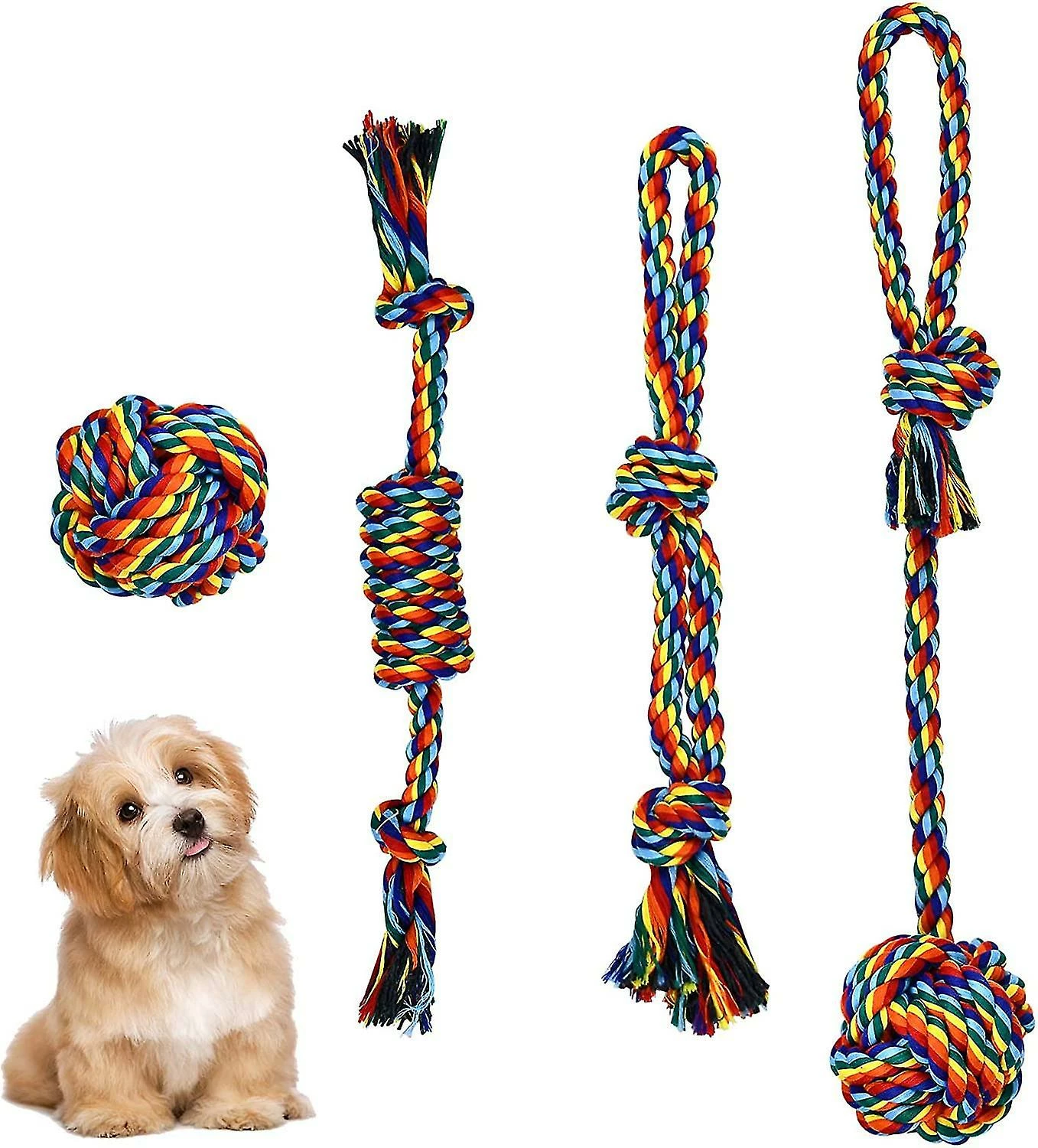 Heytea 4 Pcscotton Dog Ropes Set, Jouet Interactif De Corde De Chien, Jouet De Corde De Chiot Pour Mâcher Cadeau 1 Heytea 4 Pcscotton Dog Ropes Set, Jouet Interactif De Corde De Chien, Jouet De Corde De Chiot Pour Mâcher Cadeau