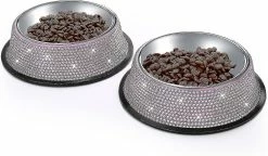 Unbranded Strass Brillant En Acier Inoxydable Pet Bowl Dog Cat Feeder, 640ml-rose -nourriture pour chien boutique 615123397 max