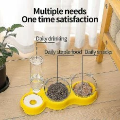 Unbranded Pet Cat Bowl Automatic Feeder Dog Cat Food Bowl With Water Fountain Double Bowl Drinking Raised Stand Dish Bowls For Cats Pink -nourriture pour chien boutique 615127211 max