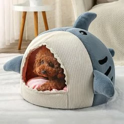 Unbranded Pet House Cat Dog Sleeping Bed Nest Puppy Warm Cushion Semi-closed Kennel Blue S -nourriture pour chien boutique 617246967 max