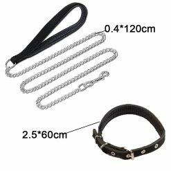 Giveuphesit Chain Link Dog Leash Anti Chew Strong Anti Dog Leash Confortable Poignée Rembourrée Souple Pour Chiens De Taille Moyenne -nourriture pour chien boutique 627800564 max