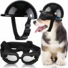 Tiny-witch Petit Chien Casque Lunettes Uv Protection Doggy Lunettes De Soleil Pet Dog Lunettes Moto Hard Safety Hat Avec Ceinture Réglable