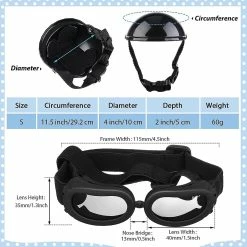 Tiny-witch Petit Chien Casque Lunettes Uv Protection Doggy Lunettes De Soleil Pet Dog Lunettes Moto Hard Safety Hat Avec Ceinture Réglable -nourriture pour chien boutique 628074998 max