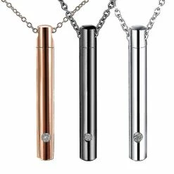 Unbranded Cylindre Pet Cremation Urns Collier Acier Inoxydable Cat Dog Ash Memorial Container Holder -nourriture pour chien boutique 640091515 max