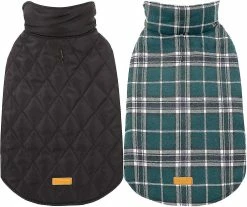 Dxn Imperméable Coupe-vent Réversible De Style Britannique Plaid Dog Vest Manteau D’hiver Chaud