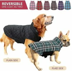 Dxn Imperméable Coupe-vent Réversible De Style Britannique Plaid Dog Vest Manteau D’hiver Chaud -nourriture pour chien boutique 646573156 max
