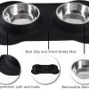 Unbranded Pet Dog Bowls 2 Bol Pour Chien En Acier Inoxydable Sans Déversement Tapis De Silicone Antidérapant Bols D’alimentation Pour Nourrir Les Chiots De Grands Chiens Chats, Noir