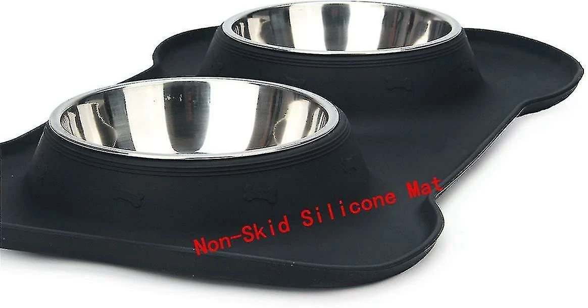 Unbranded Pet Dog Bowls 2 Bol Pour Chien En Acier Inoxydable Sans Déversement Tapis De Silicone Antidérapant Bols D’alimentation Pour Nourrir Les Chiots De Grands Chiens Chats, Noir 3 Unbranded Pet Dog Bowls 2 Bol Pour Chien En Acier Inoxydable Sans Déversement Tapis De Silicone Antidérapant Bols D’alimentation Pour Nourrir Les Chiots De Grands Chiens Chats, Noir – Image 3