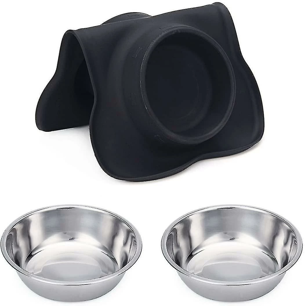 Unbranded Pet Dog Bowls 2 Bol Pour Chien En Acier Inoxydable Sans Déversement Tapis De Silicone Antidérapant Bols D’alimentation Pour Nourrir Les Chiots De Grands Chiens Chats, Noir 5 Unbranded Pet Dog Bowls 2 Bol Pour Chien En Acier Inoxydable Sans Déversement Tapis De Silicone Antidérapant Bols D’alimentation Pour Nourrir Les Chiots De Grands Chiens Chats, Noir – Image 5