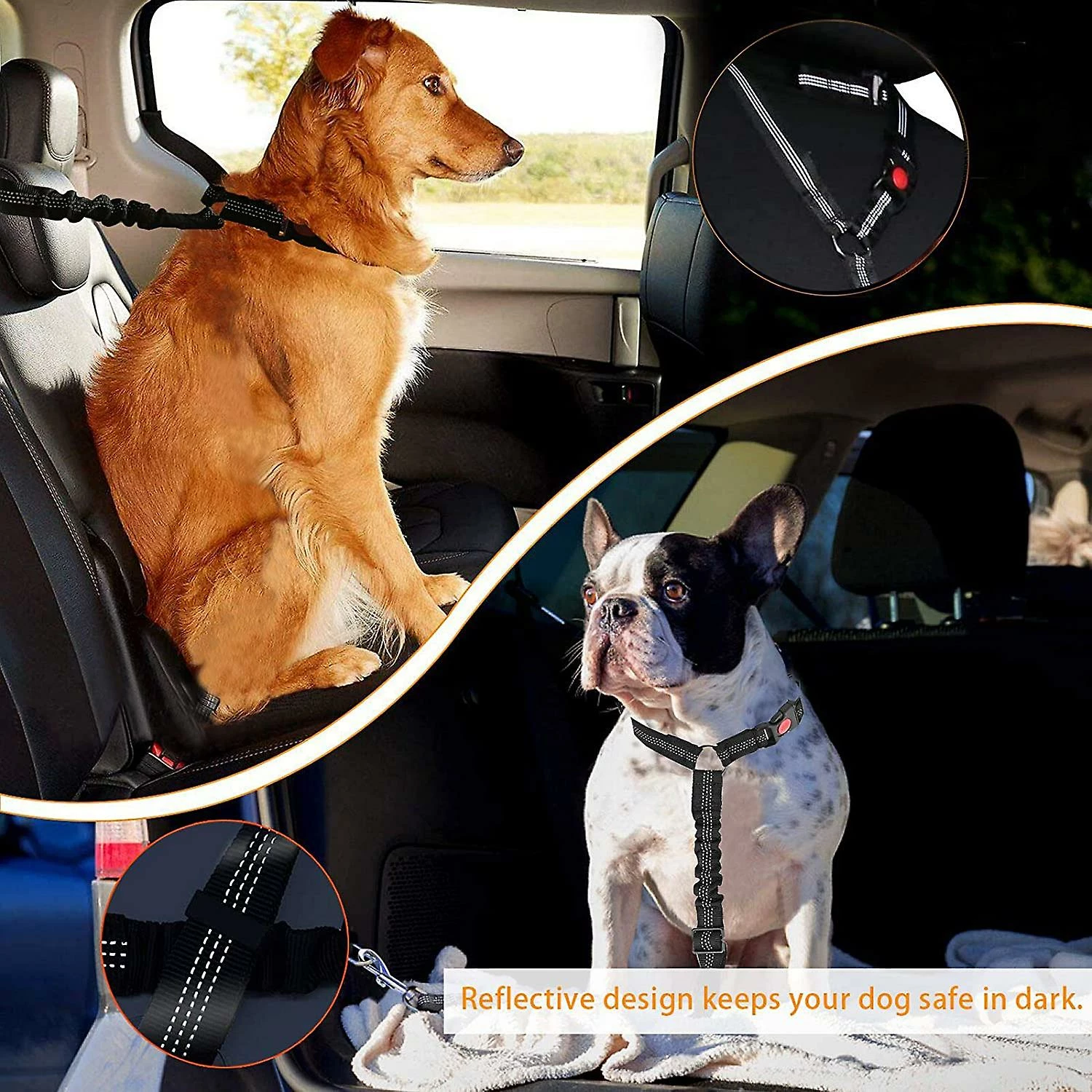 Unbranded Ceinture De Sécurité De Voiture Pour Chien, 2 Pack Appui-tête Réglable Pet Dog Seat Belt Ceinture De Sécurité En Plomb (noir) 3 Unbranded Ceinture De Sécurité De Voiture Pour Chien, 2 Pack Appui-tête Réglable Pet Dog Seat Belt Ceinture De Sécurité En Plomb (noir) – Image 3