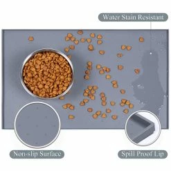 Unbranded 24 « L X 16 » W Tapis D’alimentation Pour Chien, Imperméable à L’eau Antidérapant Pet Silicone Food Mat Cat Dog Acier Inoxydable Water Bowl Placemat Anti-salissant Design, Gris -nourriture pour chien boutique 656320010 max