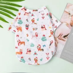 Jccc Style De Noël Pet Dog Clothing Puppy Printed Vest Short Sleeve T-shirt Pour Petits Chiens Moyens Chihuahua Yorkshire Pet Costume -nourriture pour chien boutique 659146102 max