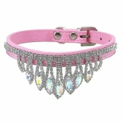 Unbranded Bling Strass Dog Collar Soft Réglable Diamond Pendentif Crystal Puppy Cat Collars Gem Strass Pet Collar Pet Supplies-s