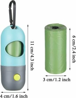 Unbranded 2 Pièces Dog Poop Waste Bag Holder Distributeur Avec Lampe De Poche LED Et 2 Rouleaux Dog Poop Waste Bags Sacs à Déchets De Chien étanches [livraison Gratuite] -nourriture pour chien boutique 680620571 max