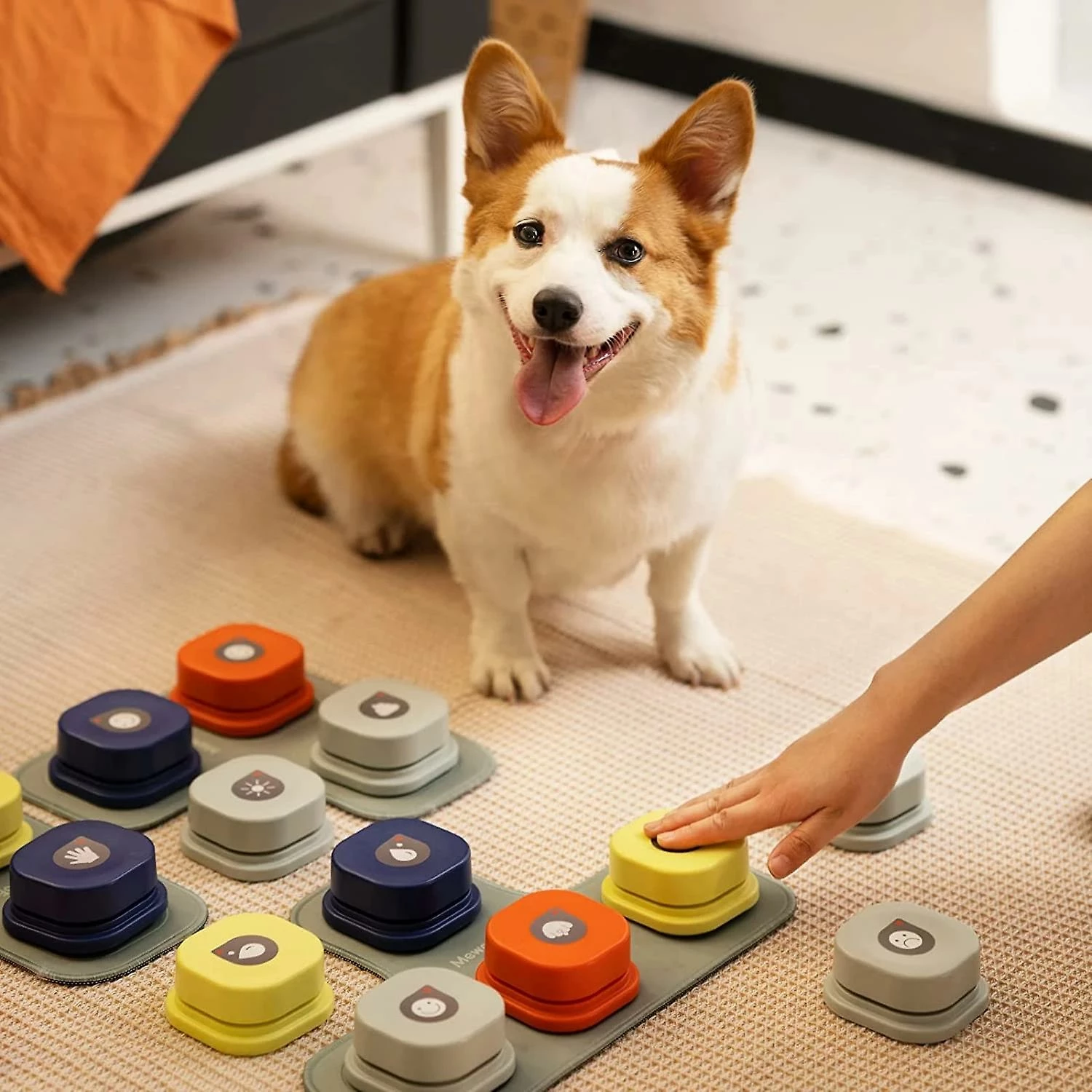 Unbranded Mewoofun Dog Button Record Talking Pet Communication Vocal Training Interactive Toy Bell Ringer Avec Tampon Et Autocollant Facile à Utiliser 1 Unbranded Mewoofun Dog Button Record Talking Pet Communication Vocal Training Interactive Toy Bell Ringer Avec Tampon Et Autocollant Facile à Utiliser