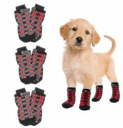 Daka Chaussettes Antidérapantes Pour Chiens 2 Paires Soft Adjustable Paw Protection Dog Grip Chaussettes Avec Sangle De Contrôle De Traction