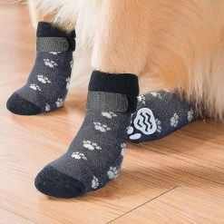 Daka Chaussettes Antidérapantes Pour Chiens 2 Paires Soft Adjustable Paw Protection Dog Grip Chaussettes Avec Sangle De Contrôle De Traction -nourriture pour chien boutique 700136328 max