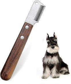 Unbranded Aidiyapet Knife Professional Dog Hair Stripper, Outil De Toilettage Pour Animaux De Compagnie Avec Poignée Ergonomique En Bois (gris)