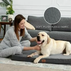 Unbranded Removable Orthopedic Dog Bed - Large Dog Mat, Foam Dog Bed With Plush Cover, Washable Dog Mattress, Grey, 76x50x7.6 Cm,11 -nourriture pour chien boutique 708857940 max