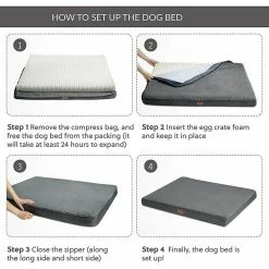 Unbranded Removable Orthopedic Dog Bed - Large Dog Mat, Foam Dog Bed With Plush Cover, Washable Dog Mattress, Grey, 76x50x7.6 Cm,11 -nourriture pour chien boutique 708858439 max