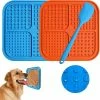 Unbranded Tapis à Lécher Pour Chien, Sans BPA, 2 Pièces Dog Leche Mat Avec 1 Spatule En Silicone, Pour Les Soins Et L’entraînement Des Animaux De Compagnie (bleu, Orange),11