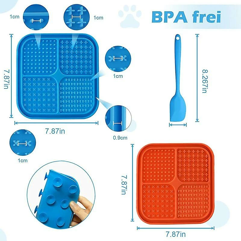 Unbranded Tapis à Lécher Pour Chien, Sans BPA, 2 Pièces Dog Leche Mat Avec 1 Spatule En Silicone, Pour Les Soins Et L’entraînement Des Animaux De Compagnie (bleu, Orange),11 2 Unbranded Tapis à Lécher Pour Chien, Sans BPA, 2 Pièces Dog Leche Mat Avec 1 Spatule En Silicone, Pour Les Soins Et L’entraînement Des Animaux De Compagnie (bleu, Orange),11 – Image 2