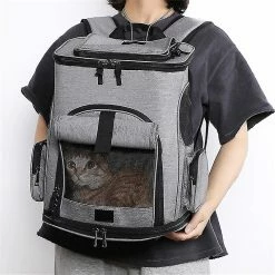 Unbranded Pliable Pet Bag Carrier Backpack Dog Cat Carrier Outdoor Travel Packbag Portable Zipper Mesh Pet Out Bag Cat Backpack Breath