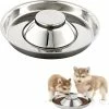 Shlyl Puppy Bowl Bol En Acier Inoxydable Dog Bowl Puppy Feeding Bowl Bol D’alimentation Lente Pour Plusieurs Animaux De Compagnie Boire Et Nourriture Simultanés Pet Bowl 1pc Argent