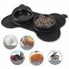 Unbranded Double Dog Food Bowl With No-spill Non Skid Silicone Mat Eco-friendly Non-toxic