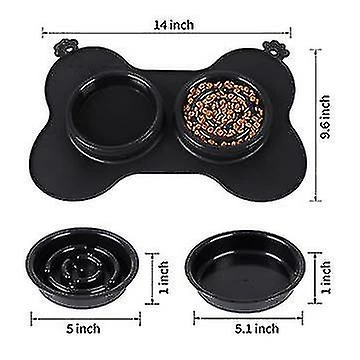 Unbranded Double Dog Food Bowl With No-spill Non Skid Silicone Mat Eco-friendly Non-toxic 2 Unbranded Double Dog Food Bowl With No-spill Non Skid Silicone Mat Eco-friendly Non-toxic – Image 2