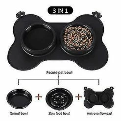 Unbranded Double Dog Food Bowl With No-spill Non Skid Silicone Mat Eco-friendly Non-toxic 7 Unbranded Double Dog Food Bowl With No-spill Non Skid Silicone Mat Eco-friendly Non-toxic -nourriture pour chien boutique 716994898 max