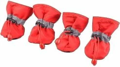 Unbranded Waterproof Puppy Rain Boots, Set Of 4 Pet Boots, Soft Fabric Waterproof Dog Shoes (s,red) Z