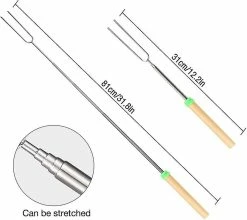Unbranded Brochettes Longues Pour Barbecue, Bâtonnets à Rôtir Extensibles De 8 Pièces, Bâtonnets De Guimauve à Rôtir, Fourchette à Hot-dog En Forme De U Avec Sac De Rangement (12-32 Pouces), CG -nourriture pour chien boutique 721076711 max