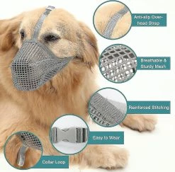 Unbranded Dog Muzzle, Dog Muzzle Mesh Mask With Adjustable Straps, Prevent Biting Chewing And Licking Breathable Fz51-3 -nourriture pour chien boutique 723427873 max