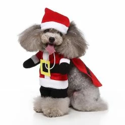 Unbranded Szcc Dog Cat Noël Noël Costume, Funny Pet Cosplay Outfits Avec Une Casquette, Puppy Fleece Vêtements Chauds Pour Noël