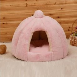 Carrep Doux Mongol Pet Cat Cave House Tente Pliable Soft Warm Dog Bed Yurts Mignon Nid De Chenil Petits Animaux Maison De Chiot Avec Tapis -nourriture pour chien boutique 727641247 max