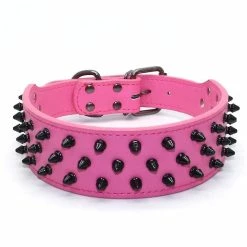 Unbranded Dogs Kingdom Leather Black Spiked Studded Dog Collar 2 » De Large, Collier Boxer